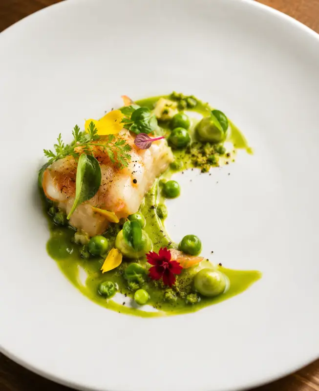 Pescado con guisantes